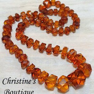 Estate necklace, baltic amber, varigated from large to small, knotted amber, 33
